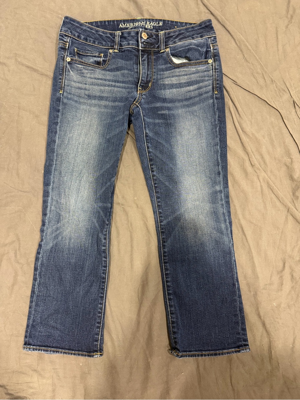 American Eagle Outfitters Dark Blue Cropped Straight Jeans